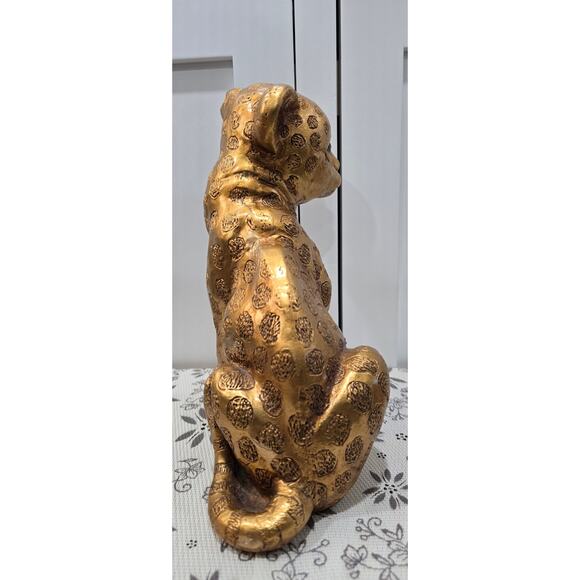 Vintage Gold Spotted Kitten / Cheetah Statue — Mid-Century Chalkware Collectible - Picture 10 of 15